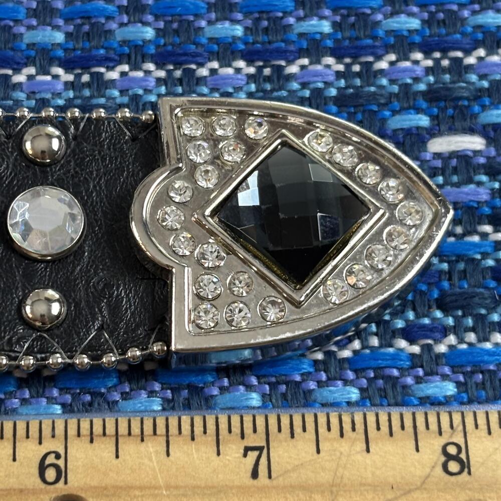 Wholesale By ATLAS Belt Womens Large Black Rhinestone Western Bling Studded - Picture 9 of 16